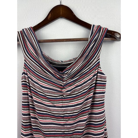 Women’s Bailey/44 Large Off the Shoulder Red, White, Blue, & Black Striped Shirt - Picture 2 of 5